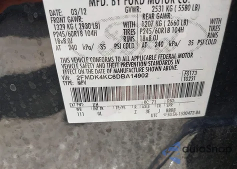 2013 Ford Edge Limited из США, поврежденный, VIN 2FMDK4KC6DBA14902